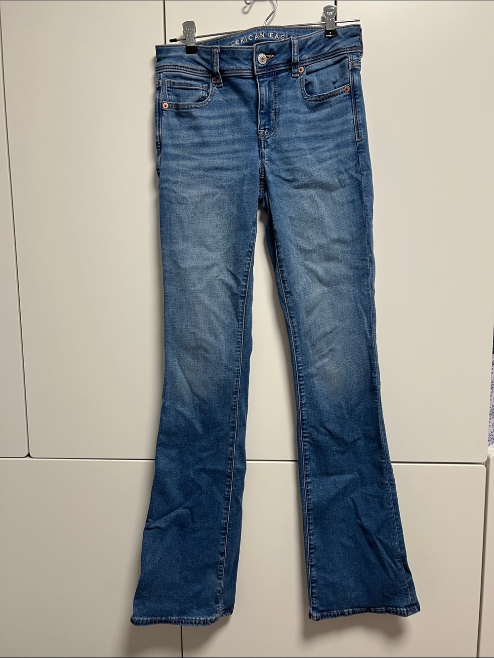 American Eagle Outfitters Women's Blue Flare Jeans - Kick Boot - Size 2 Long